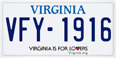 VA license plate VFY1916