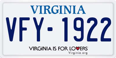 VA license plate VFY1922