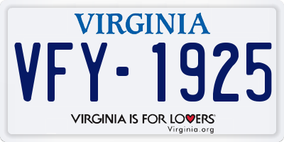 VA license plate VFY1925
