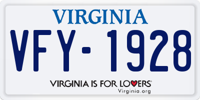 VA license plate VFY1928