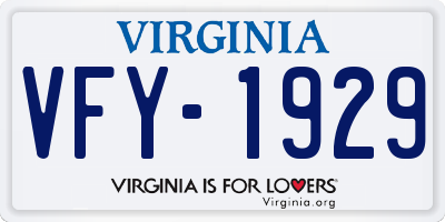 VA license plate VFY1929