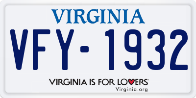 VA license plate VFY1932
