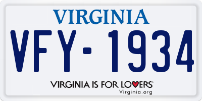 VA license plate VFY1934