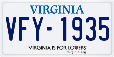 VA license plate VFY1935