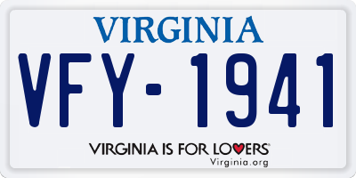 VA license plate VFY1941