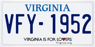 VA license plate VFY1952