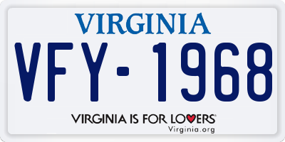 VA license plate VFY1968