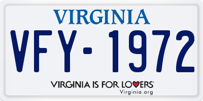 VA license plate VFY1972