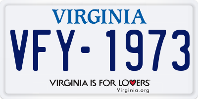 VA license plate VFY1973