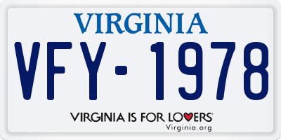VA license plate VFY1978