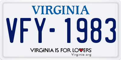 VA license plate VFY1983