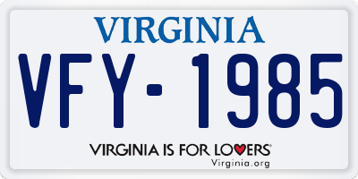 VA license plate VFY1985