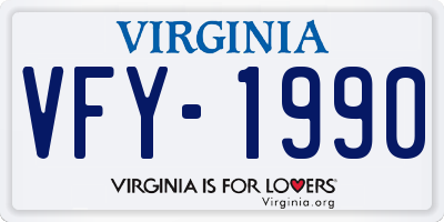 VA license plate VFY1990