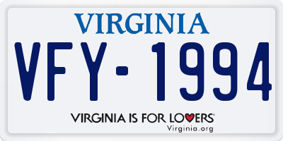 VA license plate VFY1994