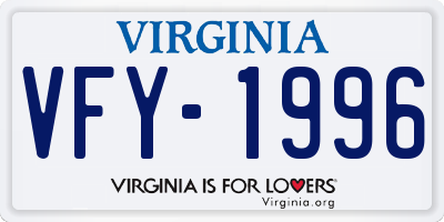 VA license plate VFY1996