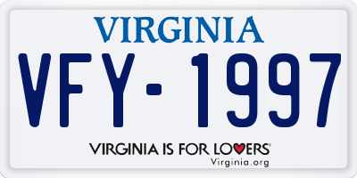 VA license plate VFY1997