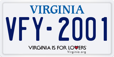 VA license plate VFY2001