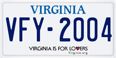 VA license plate VFY2004