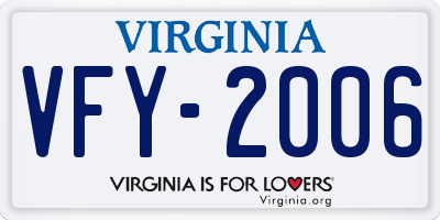 VA license plate VFY2006