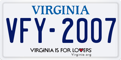 VA license plate VFY2007