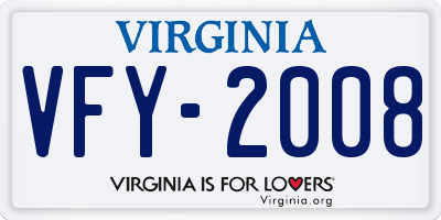 VA license plate VFY2008