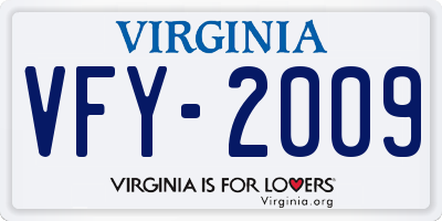 VA license plate VFY2009
