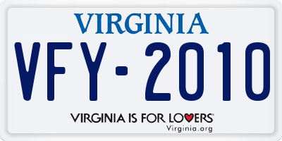VA license plate VFY2010