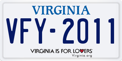 VA license plate VFY2011