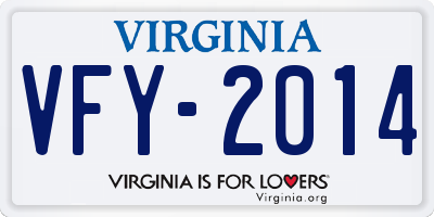 VA license plate VFY2014