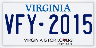 VA license plate VFY2015