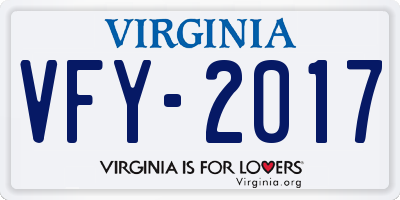 VA license plate VFY2017