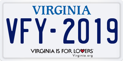 VA license plate VFY2019