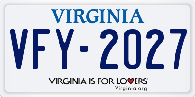 VA license plate VFY2027