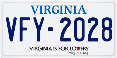 VA license plate VFY2028