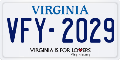 VA license plate VFY2029