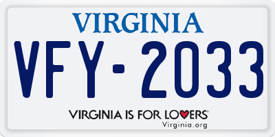 VA license plate VFY2033