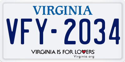 VA license plate VFY2034