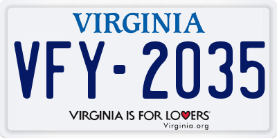 VA license plate VFY2035