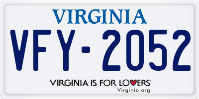 VA license plate VFY2052
