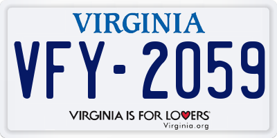 VA license plate VFY2059