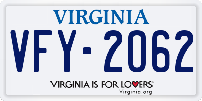 VA license plate VFY2062