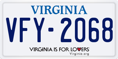 VA license plate VFY2068