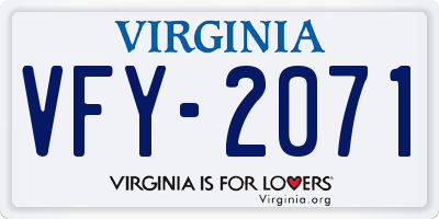 VA license plate VFY2071