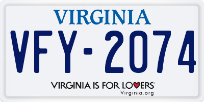 VA license plate VFY2074
