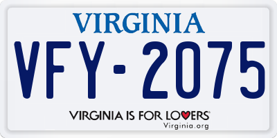 VA license plate VFY2075