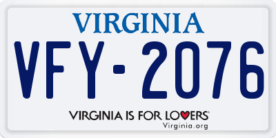 VA license plate VFY2076
