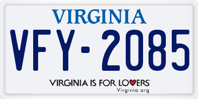 VA license plate VFY2085