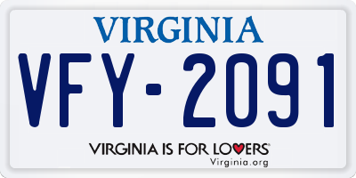 VA license plate VFY2091