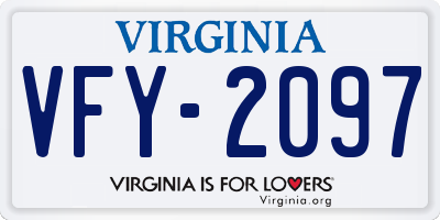 VA license plate VFY2097