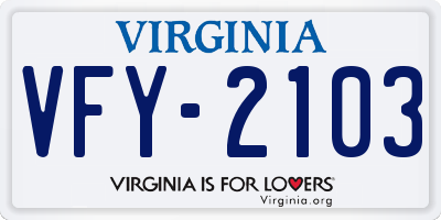 VA license plate VFY2103